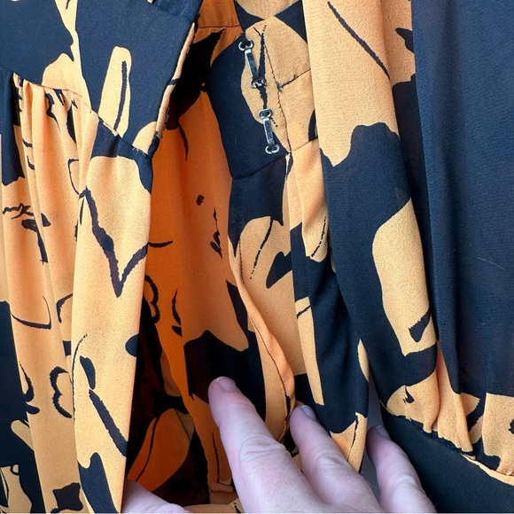 Vintage Albert Nipon Dress Executive Womens 10 Orange Black Secretary Bow 1980s - Picture 9 of 12